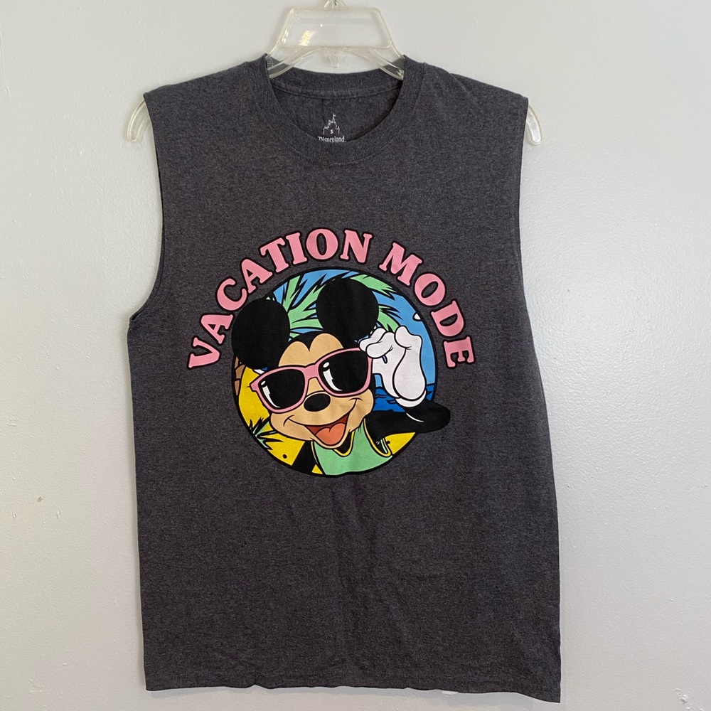 Mickey Mouse Vacation Mode T-Shirt Tank Top Size Small Grey - Picture 1 of 4